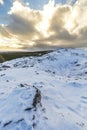 Panoramic view of the Kerid Volcano Iceland with snow and ice i Royalty Free Stock Photo