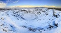 Panoramic view of the Kerid Volcano Iceland with snow and ice i Royalty Free Stock Photo