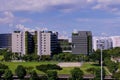 Panoramic view of Khoo Teck Puat Hospital in Yishun on sunny cloudy day Royalty Free Stock Photo