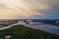 Panoramic view of Kiev city with the Dnieper River in the middle. Aerial view Royalty Free Stock Photo