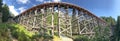 Panoramic view of Kinsol Trestle wooden bridge in Vancouver Island, Canada