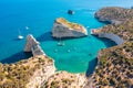 Panoramic view of Kleftiko Bay, Milos island, Cyclades, Greece Royalty Free Stock Photo