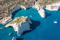 Panoramic view of Kleftiko Bay, Milos island, Cyclades, Greece Royalty Free Stock Photo