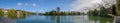 Panoramic view of Kleiner Kiel with Kiel skyline in summer atmosphere. Fantastic summer mood over Kleiner Kiel. Royalty Free Stock Photo