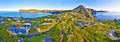 Panoramic view from Knivskjelodden view point of Geographical North Cape in Mageroya island. Cliffs of touristic Nordkapp is at