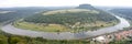 Panoramic view from Koenigstein Fortress to a bend of river Elbe in Saxony Switzerland. Germany Royalty Free Stock Photo