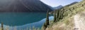 Panoramic view of the Kolsay first lake in Kazakhstan