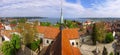 Panoramic view of Konstanz city (Germany) and Town of Kreuzlingen(Switzerland) Royalty Free Stock Photo