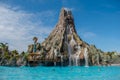 Panoramic view of Krakatau volcano at Volcano Bay in Universal Studios area Royalty Free Stock Photo