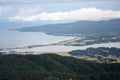 Panoramic view of Kuninaka Plain under sea of clouds in Sado Island, Niigata, Japan