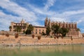 Panoramic view of La Seu, the gothic medieval cathedral of Palma de Mallorca