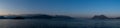 Panoramic view of Lago Maggiore Lake and Borromean islands in the evening time. Stresa. Italy Royalty Free Stock Photo