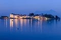 Panoramic view of Lago Maggiore lake at night, Italy Royalty Free Stock Photo