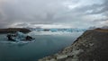 Panoramic view of lagoon made from a melting glacier at Iceland