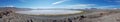 Panoramic view of the Laguna Colorada a coloured shallow salt lake in the southwest of the altiplano of Bolivia