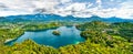 Panoramic view of Lake Bled with the island in Slovenia Royalty Free Stock Photo