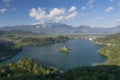 Panoramic view of Lake Bled from Little Osojnica Hill, Slovenia Royalty Free Stock Photo