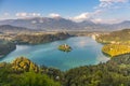 Panoramic view of Lake Bled, Slovenia Royalty Free Stock Photo