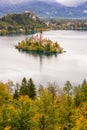 Panoramic view of Lake Bled, Slovenia Royalty Free Stock Photo