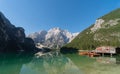 Panoramic view of Lake Braies and Seekofel mountain