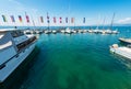 Panoramic view of Lake Garda from the Port of Bardolino Village - Veneto Italy Royalty Free Stock Photo