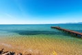 Panoramic view of Lake Garda and Small Wooden Pier - Cisano Verona Italy Royalty Free Stock Photo