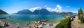 Panoramic view of Lake Garda in the most beautiful summer weather Royalty Free Stock Photo