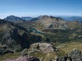 Panoramic view of lake Gemelli basin on the Bergamo Alps Royalty Free Stock Photo