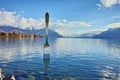 Panoramic view of Lake Geneva from town of Vevey, Switzerland