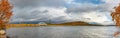 Panoramic view of Lake Imandra on the Kola Peninsula. Autumn landscape Royalty Free Stock Photo