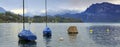 Panoramic view of the lake Lucerne on a cloudy spring day. Town of Luzern, Switzerland. Royalty Free Stock Photo