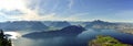 Panoramic view on Lake Lucerne, Mount Pilatus and Swiss Alps Royalty Free Stock Photo