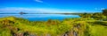 Panoramic view of lake Myvatn near Reykjahlid on Iceland at sunny day and blue sky, summer time