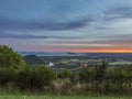 Panoramic view on Lake Taupo in New Zealand during evening afterglow