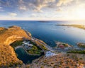 Panoramic view of Lake Vouliagmeni, Athens Riviera coast, Greece