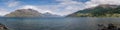 Panoramic view of Lake Wakatipu in New Zealand Royalty Free Stock Photo