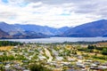 Panoramic view of lake Wanaka town. New Zealand Royalty Free Stock Photo