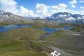 A panoramic view of the lakes in Colle del Nivolet, Piedmont Italy