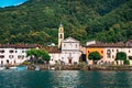 Panoramic view of traditional village of Brusino Arsizio on the shore of Lake Lugano, in Switzerland.