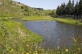 Panoramic view of the landscape around the abandoned mill on the Bank of the Vorgol river in the former estate of merchant