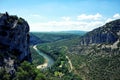 Landscape of Gorges de l`Ardech and Ardeche river Royalty Free Stock Photo