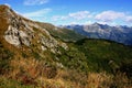 The landscape with mountains and green hills on Mount Cimetta, near Locarno in Switzerland Royalty Free Stock Photo