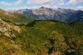 Panoramic view of the landscape with mountains on Mount Cimetta, near Locarno in Switzerland Royalty Free Stock Photo