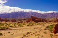 Panoramic view of the Las Conchas river in the Calchaqui Valley, province of Salta, near Cafayate, northern Argentina