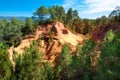 Panoramic view of Le Sentier des Ocres and woods in Roussillon i