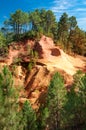 Panoramic view of Le Sentier des Ocres and woods in Roussillon i Royalty Free Stock Photo