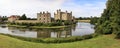 Panoramic view of Leeds Castle and moat, England, UK