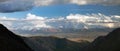 Panoramic view of Lenin Peak from Alay range Royalty Free Stock Photo