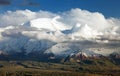 Panoramic view of Lenin Peak from Alay range Royalty Free Stock Photo