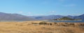 Panoramic view of Lesser Prespa lake and island of Agios Achilios